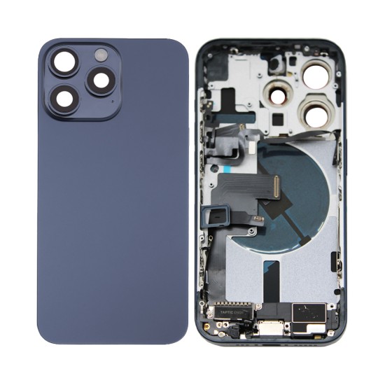 Tampa Traseira+Frame+Flex+Vibrator Apple iPhone 15 Pro com  Wireless Charge+Flashlight Flex Titânio Azul